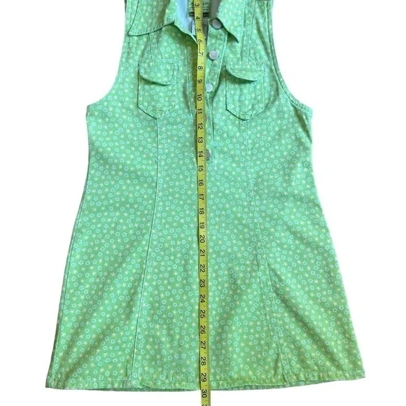 SQUEEZE JEANS Denim Lime Green Sleeveless Shirt Size M Women - Picture 5 of 7